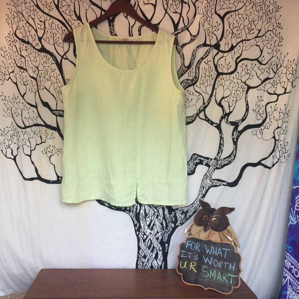 LA Blend Handmade 100% Linen Tank Blouse - Mint Green - Size Large